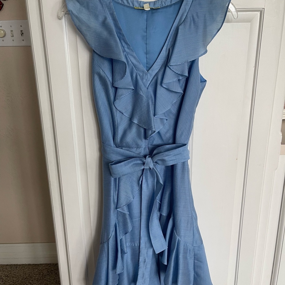Gianni Bini Blue Wrap Midi Dress with Flutter Sleeves